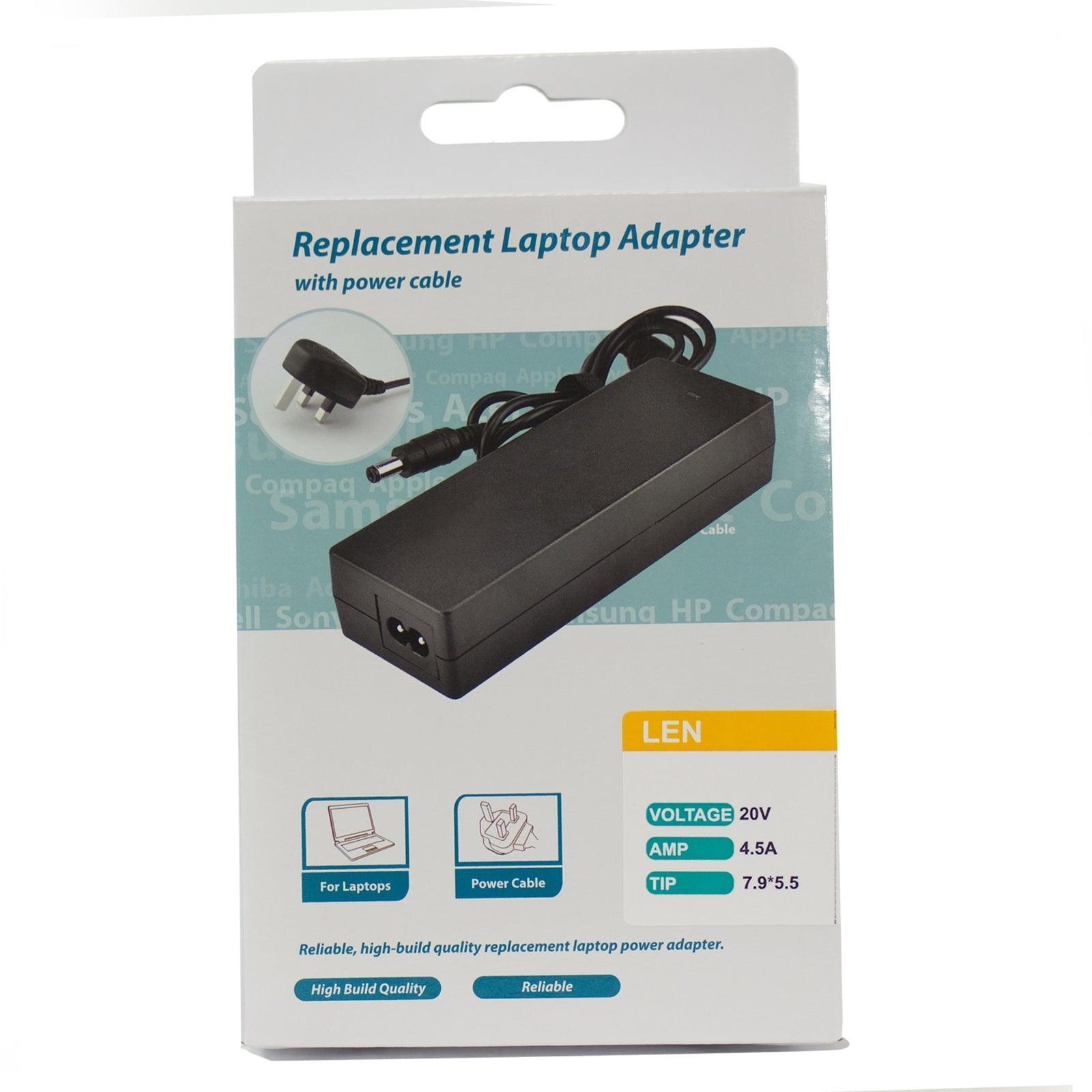 SUMVISION Lenovo Compatible Laptop AC Charger Adapter, 20V / 4.5A / 90W with 7.9mm x 5.5mm Barrel Tip & UK Plug-PCR Business Solutions Ltd